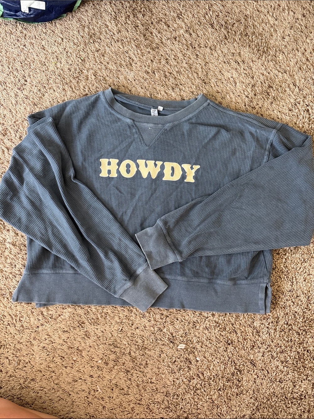 HOWDY Graphic Cropped Sweatshirt - Blue